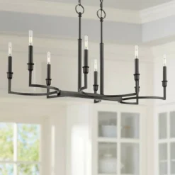 Golden Lighting Ellyn 35 1/4"W Matte Black 8-Light Linear Island Pendant