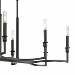 Golden Lighting Ellyn 35 1/4"W Matte Black 8-Light Linear Island Pendant -Outlet The Radiantix Store ellyn 35 and one quarter inchw matte black 8 light linear island pendant 047c2views1