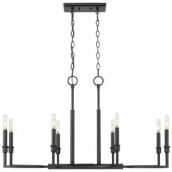 Golden Lighting Ellyn 35 1/4"W Matte Black 8-Light Linear Island Pendant -Outlet The Radiantix Store ellyn 35 and one quarter inchw matte black 8 light linear island pendant 047c2views3