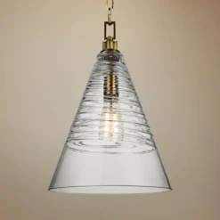 Elmore 11 3/4" Wide Burnished Brass Cone Mini Pendant