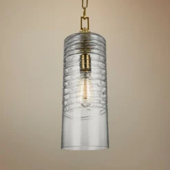 Elmore 6" Wide Burnished Brass Cylinder Mini Pendant
