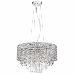 Elva Chrome 19" Wide Beaded Crystal Pendant Light -Outlet The Radiantix Store elva chrome 19 inch wide beaded crystal pendant light 6f089