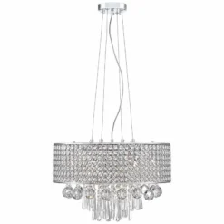 Elva Chrome 19" Wide Beaded Crystal Pendant Light -Outlet The Radiantix Store elva chrome 19 inch wide beaded crystal pendant light 6f089views1