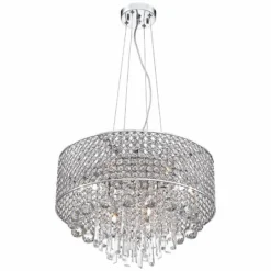 Elva Chrome 19" Wide Beaded Crystal Pendant Light -Outlet The Radiantix Store elva chrome 19 inch wide beaded crystal pendant light 6f089views3
