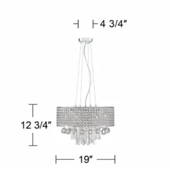 Elva Chrome 19" Wide Beaded Crystal Pendant Light -Outlet The Radiantix Store elva chrome 19 inch wide beaded crystal pendant light 6f089views4