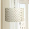 Embroidered Hourglass 16"W Brass Shaded Pendant Light