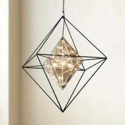 Troy Epic 30" Wide Forged Iron And Topaz Glass Pendant Light