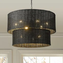 Golden Lighting Erma 28 1/2" Wide Matte Black 9-Light Chandelier