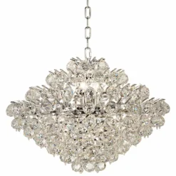 Essa 24" Wide Chrome And Crystal Pendant Light -Outlet The Radiantix Store essa 24 inch wide chrome and crystal pendant light 5m592