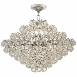 Essa 24" Wide Chrome And Crystal Pendant Light -Outlet The Radiantix Store essa 24 inch wide chrome and crystal pendant light 5m592views2