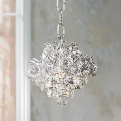 Essa 8" Wide Chrome And Crystal Mini Chandelier