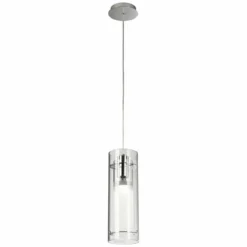 ET2 5 1/2" Wide Clear Cylinder And Frosted Glass Modern Pendant Light -Outlet The Radiantix Store et2 5 and one half inch wide clear cylinder and frosted glass modern pendant light 36544views3