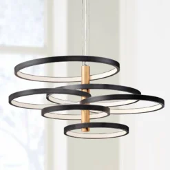 ET2 Hoopla 45 1/4"W Black And Gold 6-Light LED Pendant Light