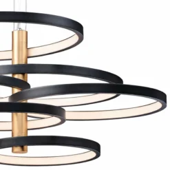 ET2 Hoopla 45 1/4"W Black And Gold 6-Light LED Pendant Light -Outlet The Radiantix Store et2 hoopla 45 and one quarter inchw black and gold 6 light led pendant light 47m73views1