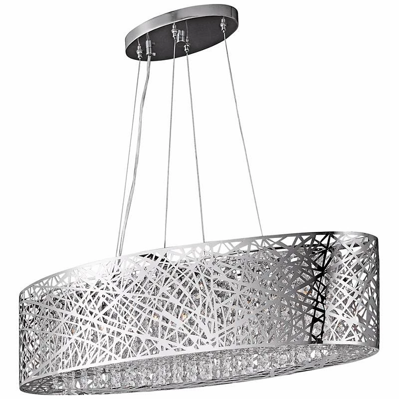 ET2 Inca Web 32" Wide Polished Chrome Oval Pendant Light 4 ET2 Inca Web 32" Wide Polished Chrome Oval Pendant Light - Image 2