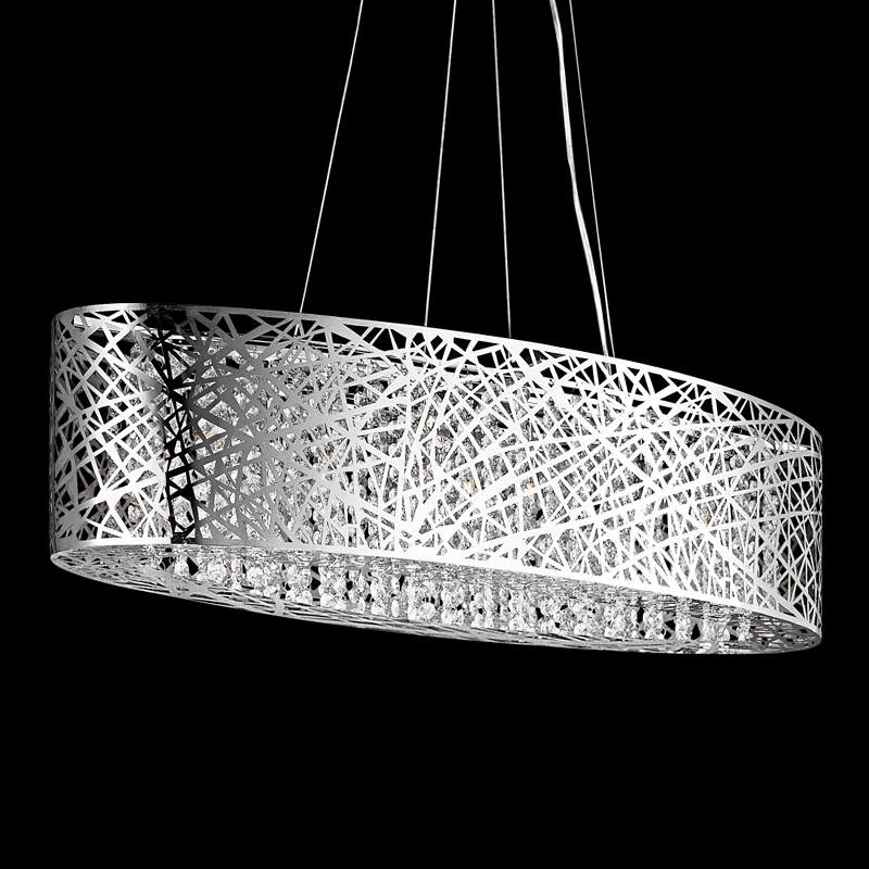 ET2 Inca Web 32" Wide Polished Chrome Oval Pendant Light 3 ET2 Inca Web 32" Wide Polished Chrome Oval Pendant Light