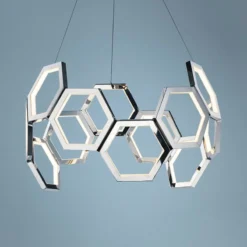 ET2 Polygon 30" Wide Polished Nickel LED Pendant Light