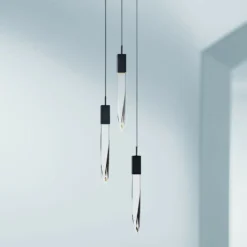 ET2 Quartz 13" Wide Black 3-Light LED Pendant