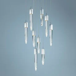 ET2 Quartz 15 3/4" Wide Polished Nickel 9-Light LED Pendant