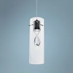 ET2 Solitaire 4 1/4" Wide Chrome Crystal LED Mini Pendant