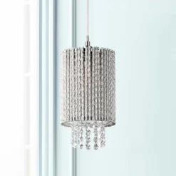 ET2 Spiral Collection 6" Wide Modern Chrome And Crystal Mini Pendant