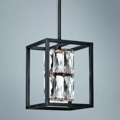 ET2 Zephyr 6" Wide Black Crystal LED Mini Pendant Light