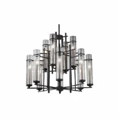 Ethan 30" Wide Antique Forged Iron 2-Tier 12-Light Chandelier