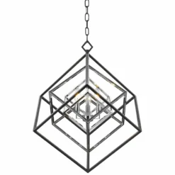 Euclid 23" Wide Chrome And Matte Black 3-Light Chandelier -Outlet The Radiantix Store euclid 23 inch wide chrome and matte black 3 light chandelier 95v34