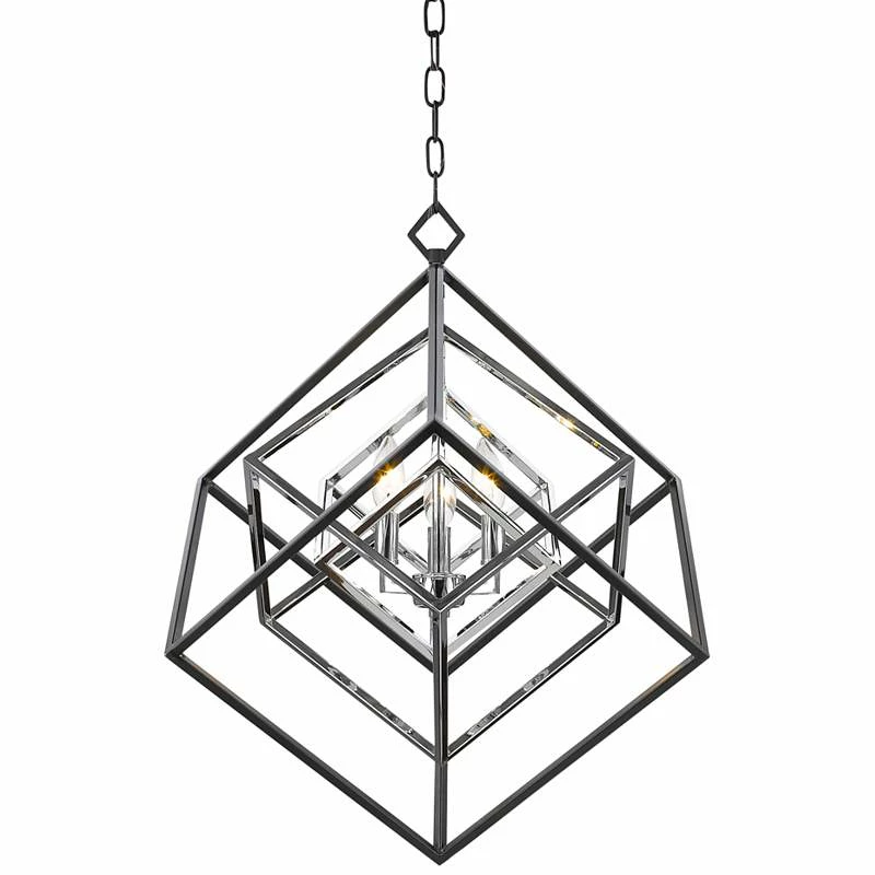 Euclid 23" Wide Chrome And Matte Black 3-Light Chandelier 4 Euclid 23" Wide Chrome And Matte Black 3-Light Chandelier - Image 2