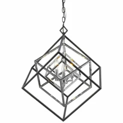 Euclid 23" Wide Chrome And Matte Black 3-Light Chandelier -Outlet The Radiantix Store euclid 23 inch wide chrome and matte black 3 light chandelier 95v34views3