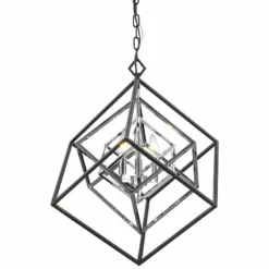 Euclid 23" Wide Chrome And Matte Black 3-Light Chandelier -Outlet The Radiantix Store euclid 23 inch wide chrome and matte black 3 light chandelier 95v34views4