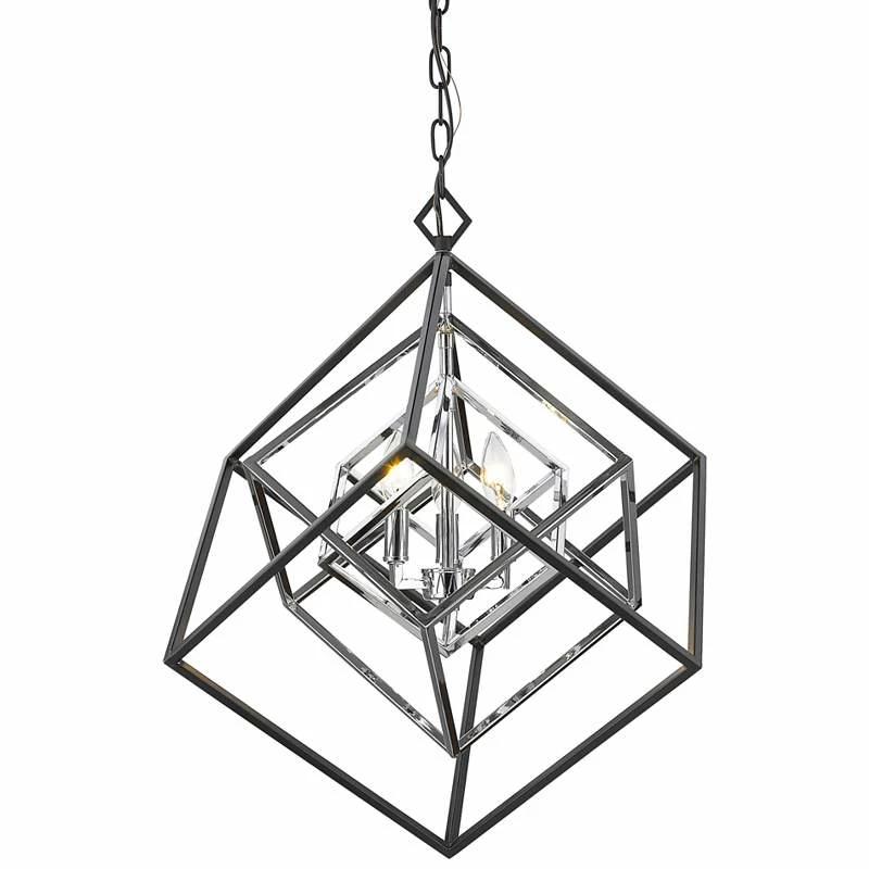 Euclid 23" Wide Chrome And Matte Black 3-Light Chandelier 8 Euclid 23" Wide Chrome And Matte Black 3-Light Chandelier - Image 6