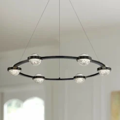 Eurofase Circolo 35 1/2" Wide Black 6 Light LED Chandelier