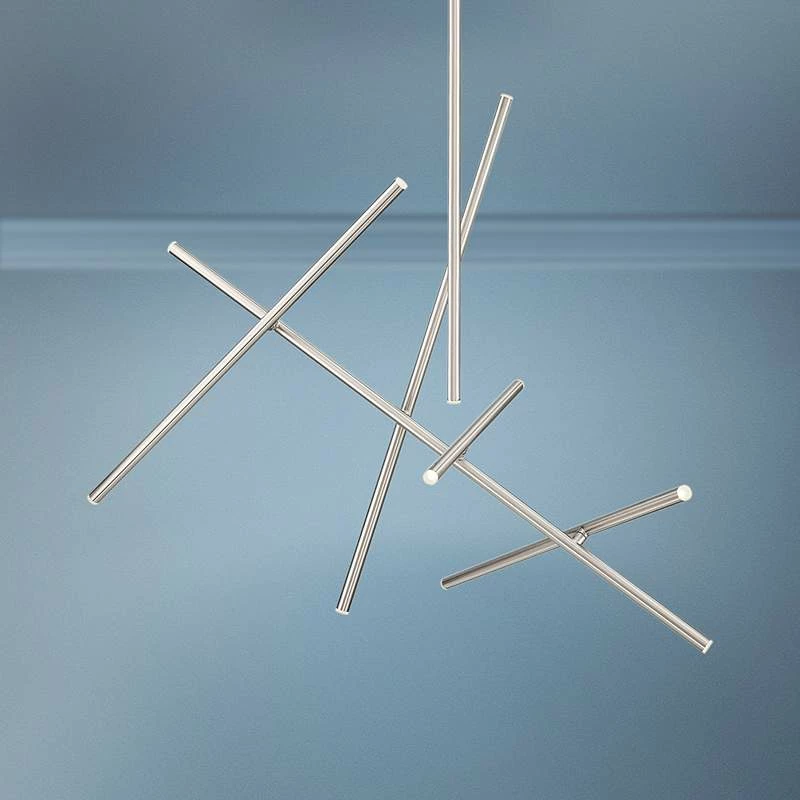 Eurofase Crossroads 47"W Nickel 10-Light LED Pendant Light 3 Eurofase Crossroads 47"W Nickel 10-Light LED Pendant Light