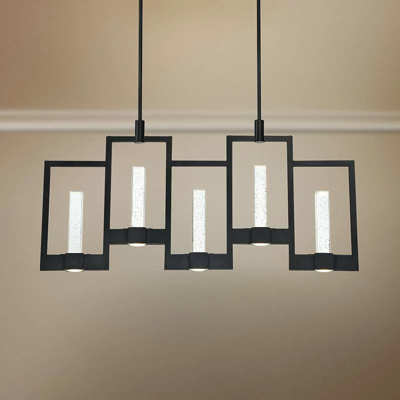 Eurofase Hanson 39"W Black LED Kitchen Island Light Pendant 3 Eurofase Hanson 39"W Black LED Kitchen Island Light Pendant