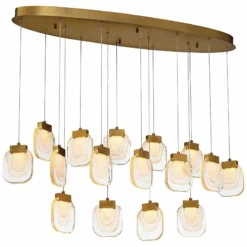 Eurofase Paget 44" Wide Gold LED Linear Multi-Light Pendant -Outlet The Radiantix Store eurofase paget 44 inch wide gold led linear multi light pendant 84j39