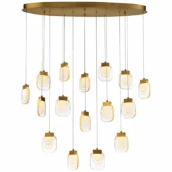Eurofase Paget 44" Wide Gold LED Linear Multi-Light Pendant -Outlet The Radiantix Store eurofase paget 44 inch wide gold led linear multi light pendant 84j39views1