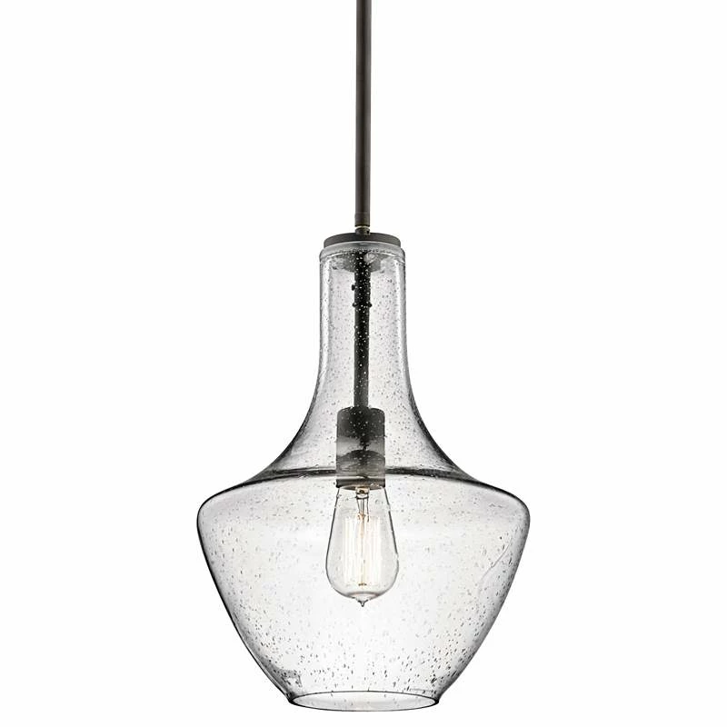 Everly 10 1/2"W Olde Bronze And Seeded Glass Mini Pendant 4 Everly 10 1/2"W Olde Bronze And Seeded Glass Mini Pendant - Image 2