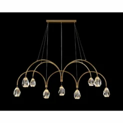 Faceted Cut Crystal 62" Wide Brass 9-Light LED Chandelier