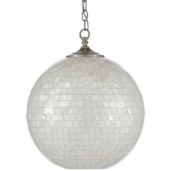 Finhorn 15 3/4" Wide Antique Silver Leaf Pearl Pendant Light
