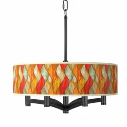 Flame Mosaic Ava 6-Light Black Pendant Chandelier