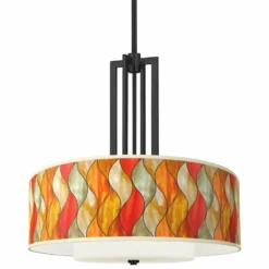 Flame Mosaic Carey 24" Black 4-Light Chandelier