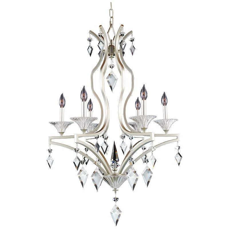 Florence Tarnished Silver 26"W 6-Light Crystal Chandelier 4 Florence Tarnished Silver 26"W 6-Light Crystal Chandelier - Image 2