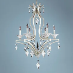 Florence Tarnished Silver 26"W 6-Light Crystal Chandelier