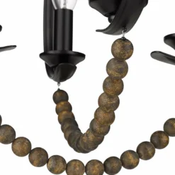 Golden Lighting Flori 17" Wide Matte Black Wood Beads 4-Light Pendant -Outlet The Radiantix Store flori 17 inch wide matte black wood beads 4 light pendant 050c2views2