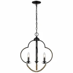 Golden Lighting Flori 17" Wide Matte Black Wood Beads 4-Light Pendant -Outlet The Radiantix Store flori 17 inch wide matte black wood beads 4 light pendant 050c2views3