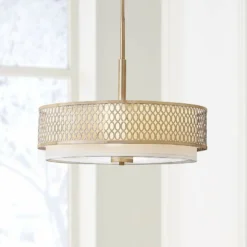 Fredrick Ramond Jules 21"W Oblongs Gold Drum Pendant Light