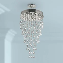 Galaxy 20" Wide Chrome And Crystal 9-Light Chandelier