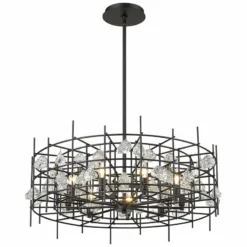 Garroway 32" Wide Matte Black 9-Light Chandelier -Outlet The Radiantix Store garroway 32 inch wide matte black 9 light chandelier 95v65views3