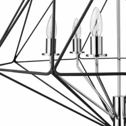 Geo 30" Wide Matte Black And Chrome 6-Light Chandelier -Outlet The Radiantix Store geo 30 inch wide matte black and chrome 6 light chandelier 95v39views3